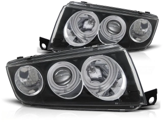 Přední světlomety, světla, lampy Škoda Fabia 1, 2000-2008, Angel Eyes, černé black