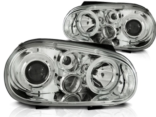 PŘEDNÍ SVĚTLA VOLKSWAGEN GOLF 4, 1998-2003, ANGEL EYES, CHROM