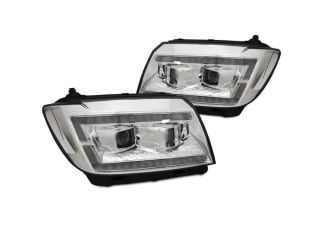 Přední světla VW Crafter II 2017- chrom TUBE LIGHT DRL SEQ