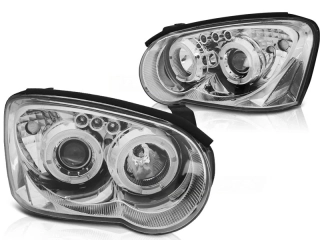 Přední světla Subaru Impreza 2003-2005, Angel Eyes, chrom