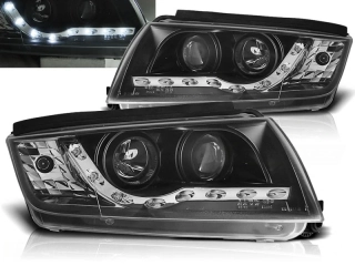Přední světlomety, světla, lampy Škoda Fabia, 2000-2008, LED Daylight, černé black LPSK06