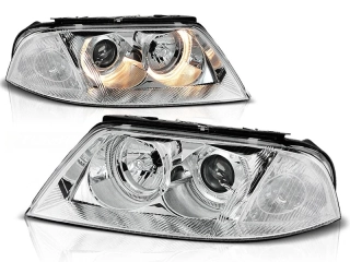 Přední světla Volkswagen Passat 3BG, 2001-2004, Angel Eyes, chrom LPVW33