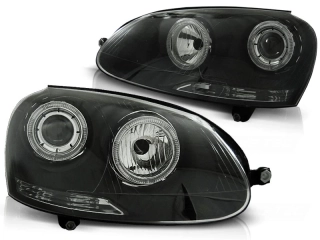 Přední světla VW Golf V 03-09 Angel Eyes - černé