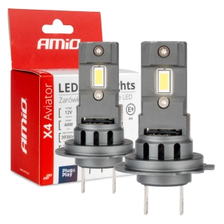 CAN-BUS LED žárovky H7 AMIO LED X4 Aviator Series, 6500K | 4000 LM, 2 ks