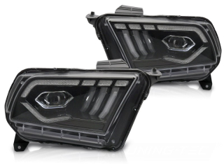 Přední FULL LED světla, světlomety, lampy Ford Mustang, 2010-2013, DRL, SEQ, černé