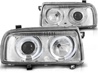 Přední světla Volkswagen Vento, 1992-1998, Angel Eyes, chrom LPVW87