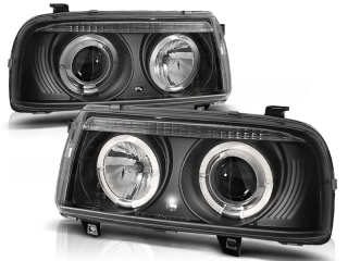 Přední světlomety, světla, lampy Volkswagen Vento, 1992-1998, Angel Eyes, černé black