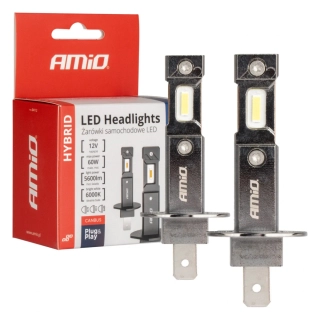 LED žárovky H1 AMIO HYBRID Series CAN-BUS, 60W 6000K, 5600 LM, 2 ks