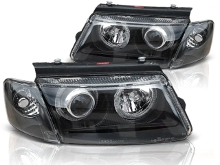 Přední světlomety, světla, lampy Volkswagen Passat B5 3B, 1996-2000, Angel Eyes, černé black LPVW26