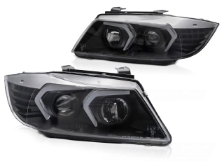Přední LED světla, světlomety, lampy BMW E90, E91 2005-2008, kouřové