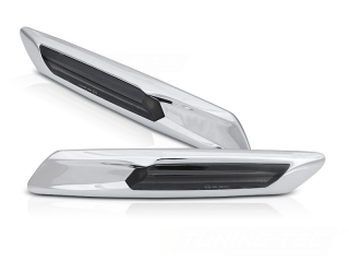 Boční LED dynamické blinkry BMW F10, F11, 2010-2013, stříbrné, kouřové, SEQ