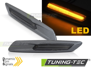 Boční LED dynamické blinkry BMW F10, F11, 2010-2013, carbon, kouřové, SEQ