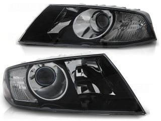 Přední světlomety, světla, lampy s čočkou Škoda Octavia 2, 2004-2008, černé black
