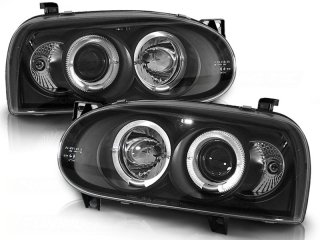 Přední světlomety, světla, lampy Volkswagen Golf 3, 1992-1998, Angel Eyes, černé black 