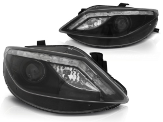 Přední světla Seat Ibiza 2008-2012, LED, černé black