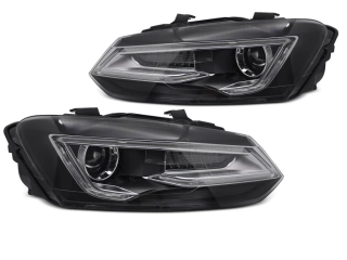 Přední světla pro VW Jetta VI 2009-2017 černé, LED, SEQ