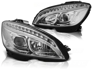 Přední světla LED s Mercedes-Benz C W204 07-10 s dynamickým LED blinkrem chromová