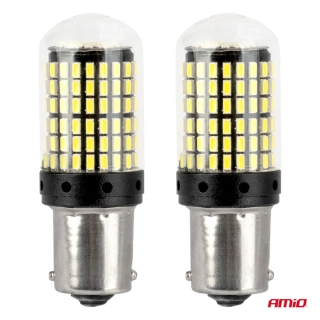 CAN-BUS LED žárovky BA15S P21W, 144 SMD LED, bílé, 2 ks | AMIO