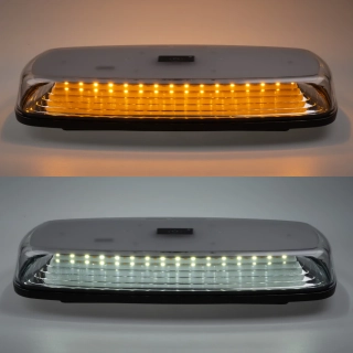 AKU LED rampa oranžová+bílá, 84LEDx0,5W, magnet, 12-24V, 304mm, ECE R65 R10