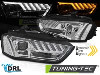 Přední světlomety, světla, lampy Audi A4 B8, 2012-2015, LED, SEQ, chromové