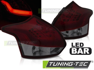 Zadní světlomety, lampy Ford Focus 3, 2011-2014, hatchback, LED BAR červená, kouřová
