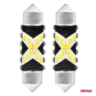 CAN-BUS sufitové LED žárovky s chladičem 12SMD LED, 39 mm, bílé, 12/24V 2KS