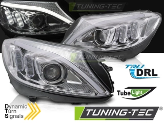 MERCEDES W205 14-18 - přední chromová světla TUBE LED