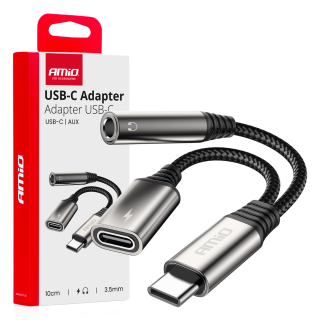 Adaptér USB-C na USB-C + mini Jack 3.5 mm, 10 cm | AMIO