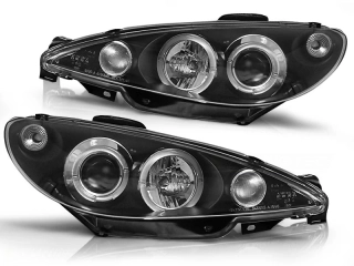 Přední světla Peugeot 206 02-07 Angel Eyes - černé