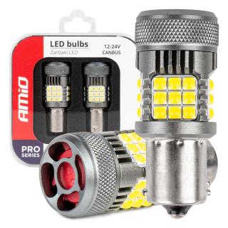 LED žárovky BA15S P21W CAN-BUS, 36 SMD LED, bílé, aktivní chladič, 2 ks | AMIO
