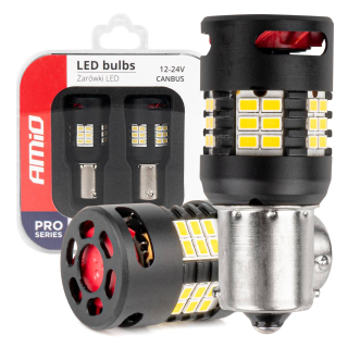 LED žárovky BA15S P21W CAN-BUS, 24 SMD LED, bílé, aktivní chladič, 2 ks | AMIO