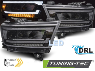 Přední světla Dodge Ram 19-22 černé LED DRL SEQ