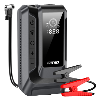 AKU kompresor s funkcí powerbanky a boosteru 12000 mAh, 1600A, AMIO