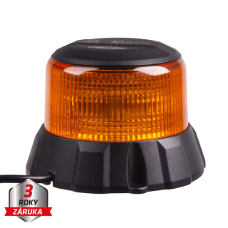 Robustní oranžový LED maják, černý hliník, 48W, ECE R65