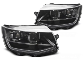 Přední LED světla, světlomety, lampy VW T6, 2015-2019, SEQ, černé