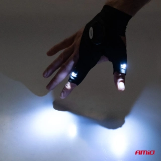 Rukavice s LED světlem AMIO, levá + pravá