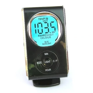 Digitální teploměr do auta 4CAR, vnější / vnitřní s hodinami