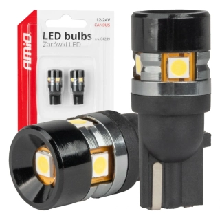 LED žárovky CANBUS T10 W5W 5SMD 3030 White 12V 24V AMiO, 2KS