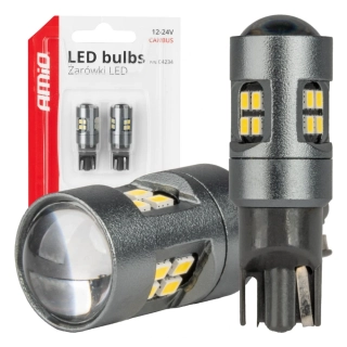 LED žárovky W5W T10 AMIO CAN-BUS 16 SMD LED, bílé 5500K, 2 ks