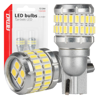 LED žárovky CANBUS T15 W16W 48SMD 4SMD bíla 12V 24V AMiO 2 ks