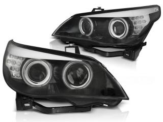 Přední světla BMW E60/E61 03-04 ANGEL EYES LED INDICATOR XENON D2S černá CCFL