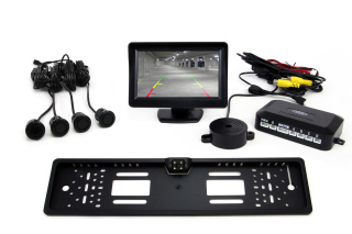 Parkovací senzory s kamerou v SPZ a TFT displejem 4.3" XD-402, černé Plug & Play | AMIO