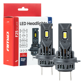 LED žárovky hlavního svícení Série F25 SILVER FULL CANBUS H7/H18 62W 12V 24V AMiO