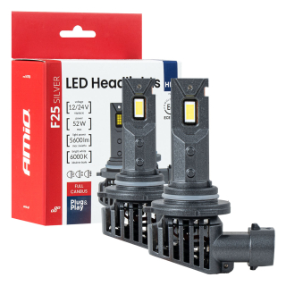 LED žárovky hlavního svícení Série F25 SILVER FULL CANBUS HB3 9005 52W 12V 24V AMiO