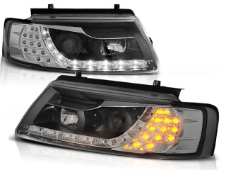Přední světlomety, světla, lampy Volkswagen Passat B5 3B, 1996-2000, LED Daylight, černé black + LED blinkr 