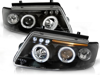 Přední světlomety, světla, lampy Volkswagen Passat B5 3B, 1996-2000, Angel Eyes, černé black