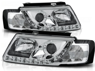 Přední světla Volkswagen Passat B5 3B, 1996-2000, LED Daylight, chrom