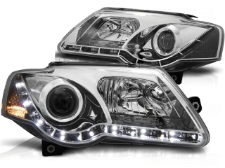 Přední světla Volkswagen Passat 3C, 2005-2010, LED Daylight, chrom