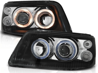 Přední světlomety, světla, lampy Volkswagen VW T5, 2003-2009, Angel Eyes, černé black