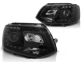 Přední světlomety, světla, lampy VW Volkswagen T5, 2010 - LED Daylight, černé black s homologací